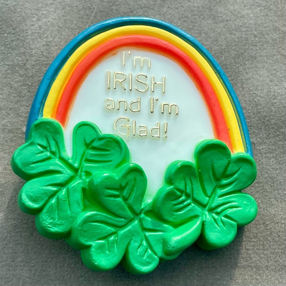 Vintage American Greetings Irish Brooch Pin Rainbow Shamrock